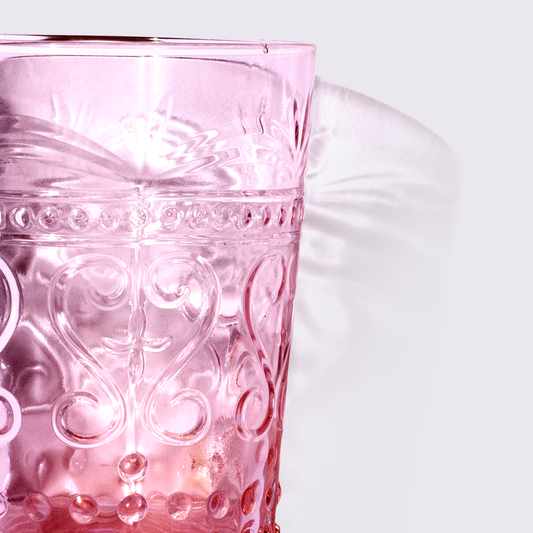 JUEGO DE VASOS DE VIDRIO 6 PIEZAS COLOR ROSA BABEL