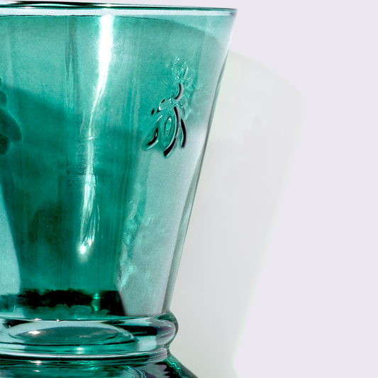JUEGO DE VASOS DE VIDRIO ABEJITA 6 PIEZAS COLOR VERDE BABEL