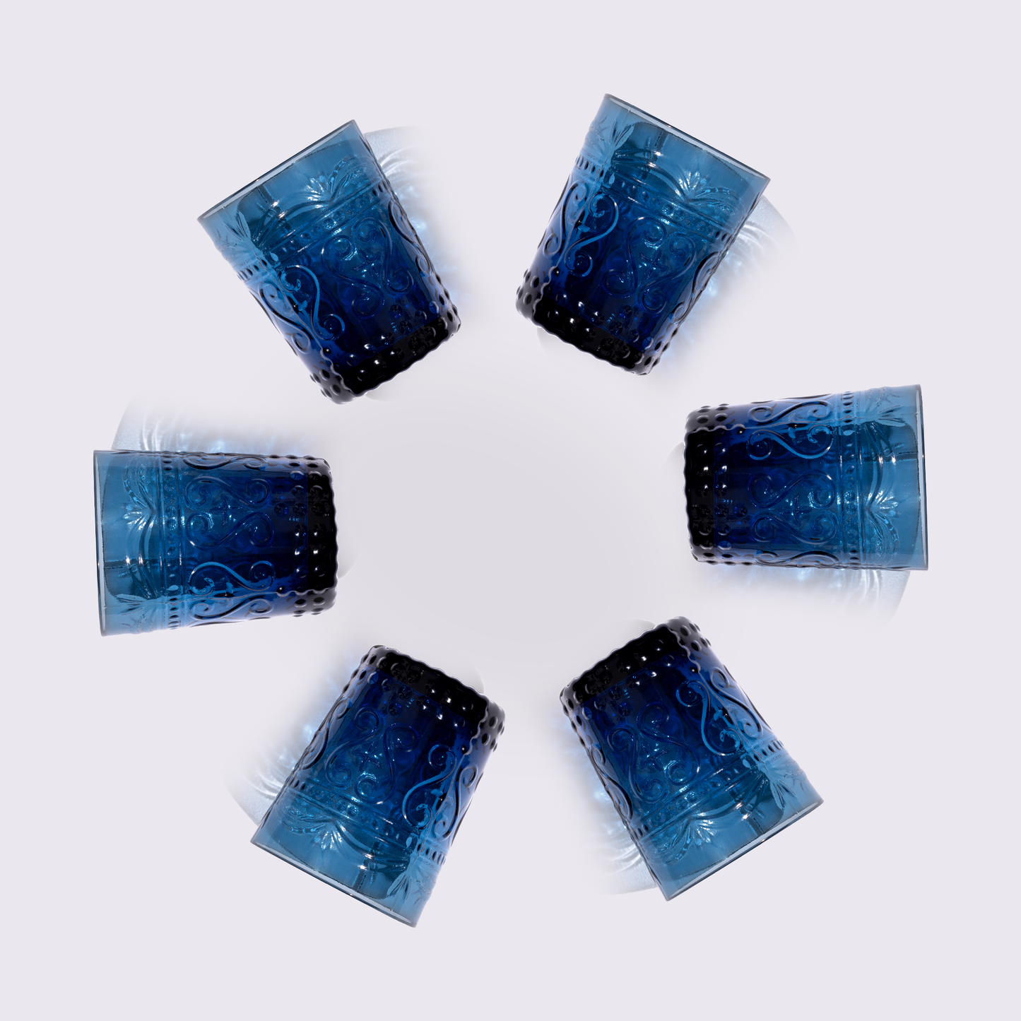 JUEGO DE VASOS DE VIDRIO 6 PIEZAS COLOR AZUL BABEL