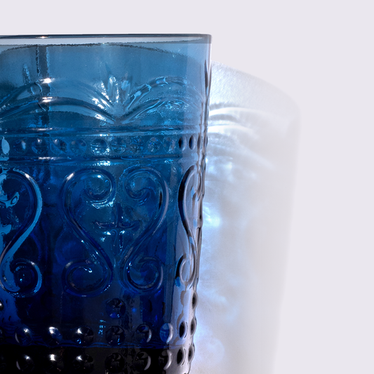 JUEGO DE VASOS DE VIDRIO 6 PIEZAS COLOR AZUL BABEL