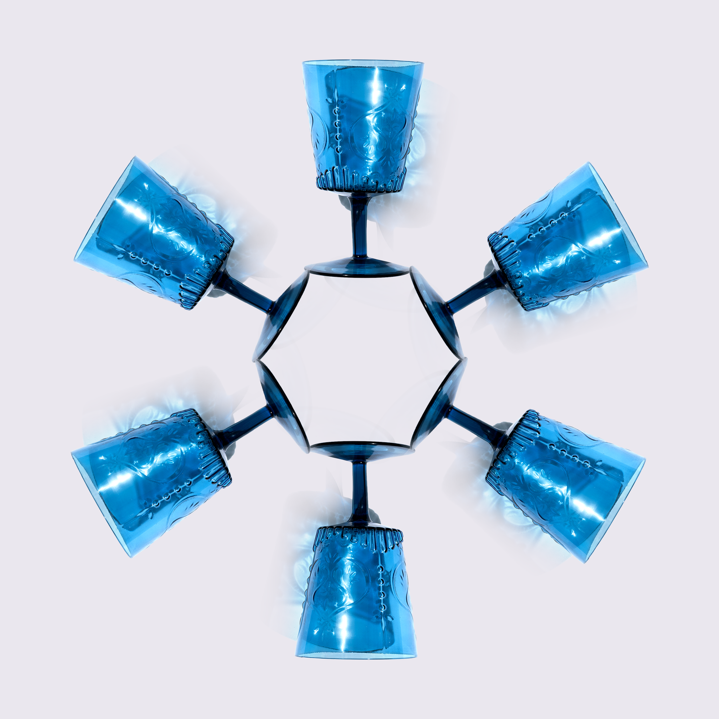 JUEGO DE COPAS DE VIDRIO 6 PIEZAS COLOR AZUL BABEL