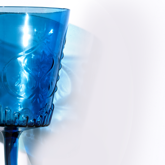 JUEGO DE COPAS DE VIDRIO 6 PIEZAS COLOR AZUL BABEL