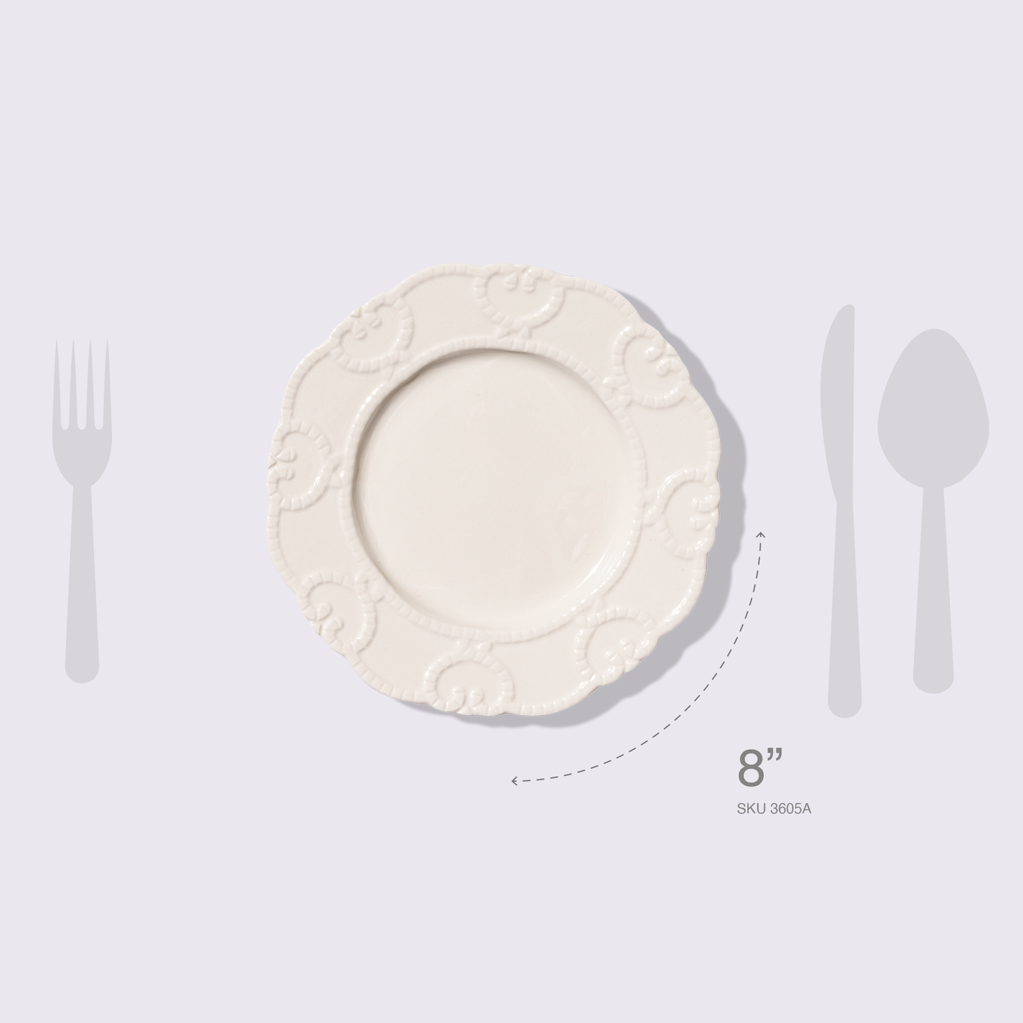 PLATO PARA ENSALADA 8" BRISA COLOR BLANCO  6 PIEZAS BABEL