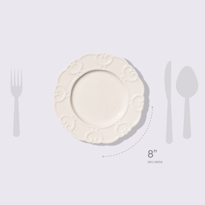 PLATO PARA ENSALADA 8" BRISA COLOR BLANCO  6 PIEZAS BABEL