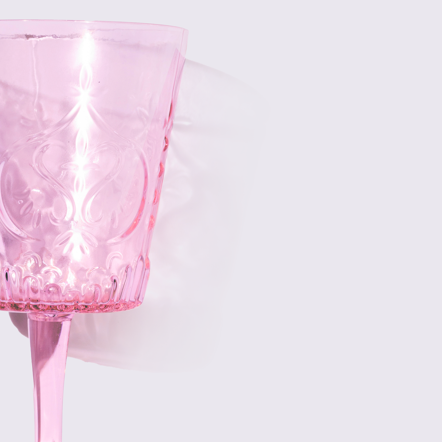 JUEGO DE COPAS DE VIDRIO 6 PIEZAS COLOR ROSA BABEL