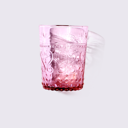 JUEGO DE VASOS DE VIDRIO 6 PIEZAS COLOR ROSA BABEL
