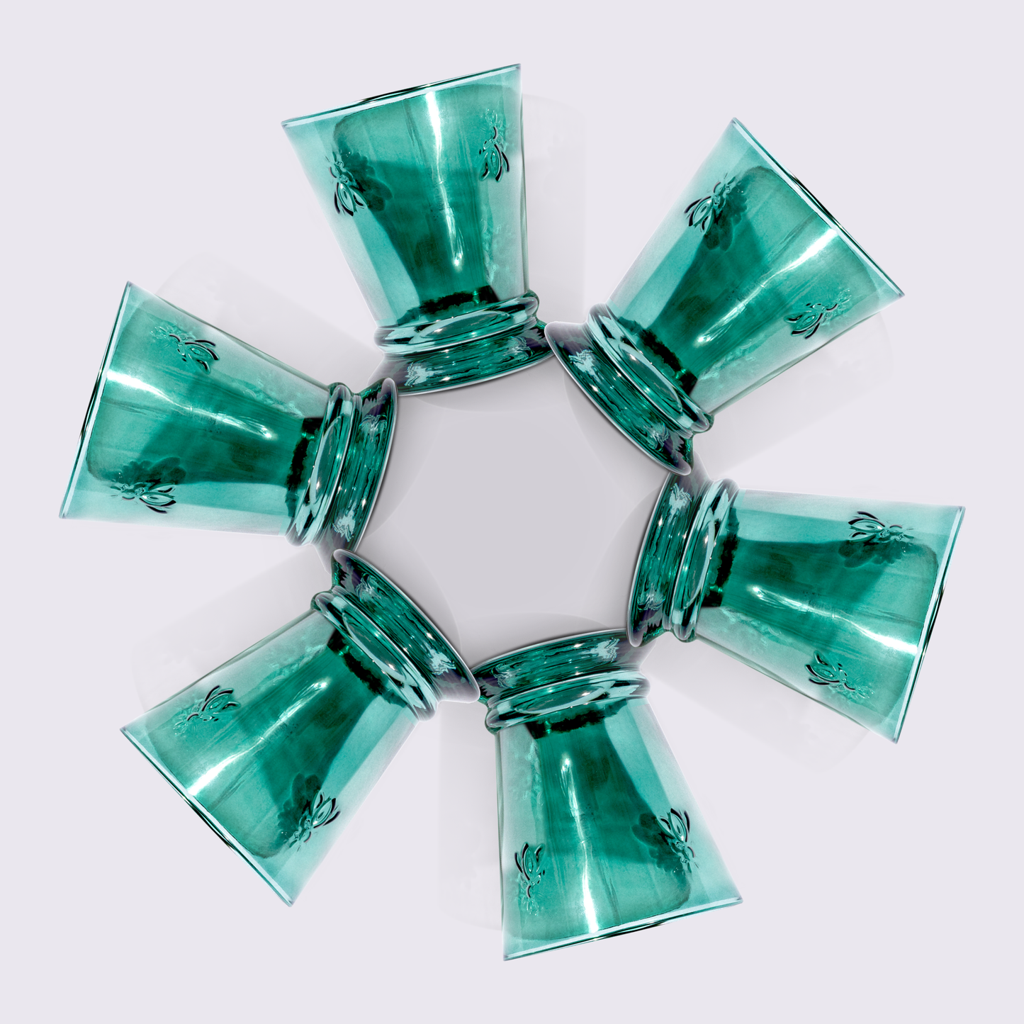 JUEGO DE VASOS DE VIDRIO ABEJITA 6 PIEZAS COLOR VERDE BABEL