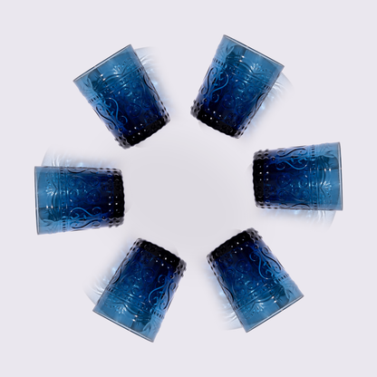 JUEGO DE VASOS DE VIDRIO 6 PIEZAS COLOR AZUL BABEL