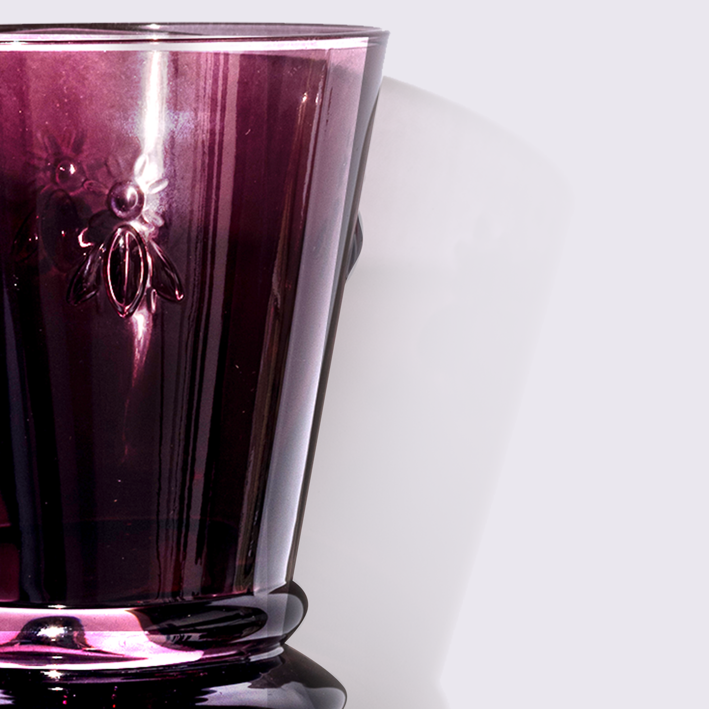 JUEGO DE VASOS DE VIDRIO ABEJITA 6 PIEZAS COLOR MORADO BABEL