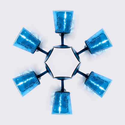 JUEGO DE COPAS DE VIDRIO 6 PIEZAS COLOR AZUL BABEL